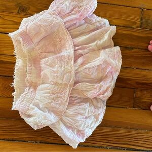 LoveShackFancy Light Pink Ruffled Skirt